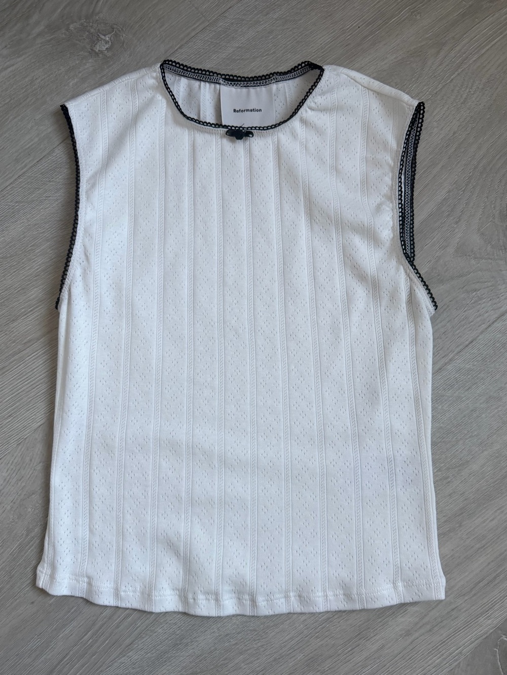 Reformation White Ryland Pointelle Tank